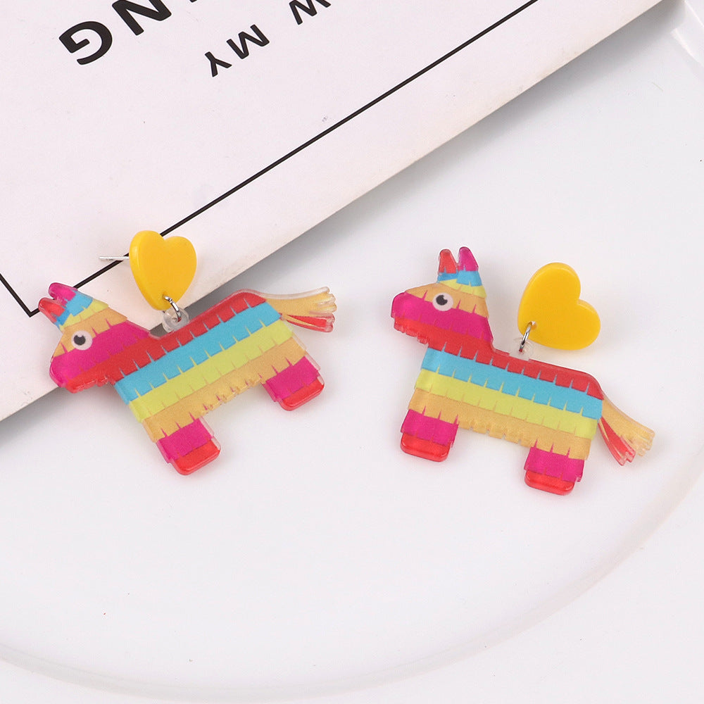 Wholesale Rainbow Horse Dragonfly Acrylic Earrings